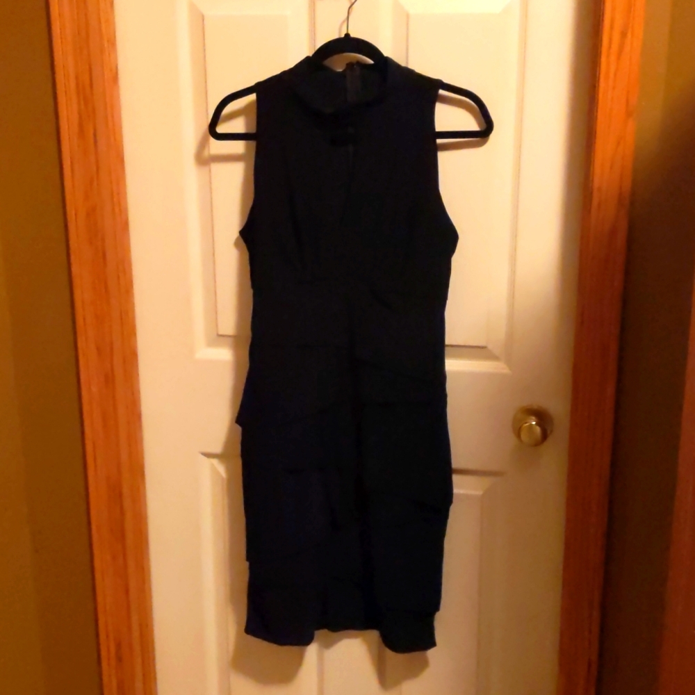 Size 12 WHBM layered with chest cut out black dress